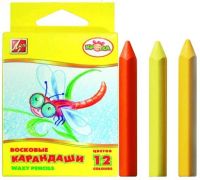 Карандаши восковые, трехгранные, 12 цветов