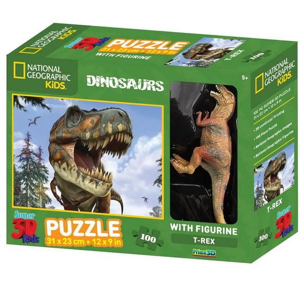 Prime 3D 15504-SBM Пазл 3D 100 с фигуркой тираннозавра