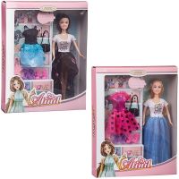 Junfa WJ-22268 Кукла Junfa Atinil Гардероб модницы Стильный образ (в платье с белым верхом) в наборе с дополнительным платьем и другими аксессуарами 28см
