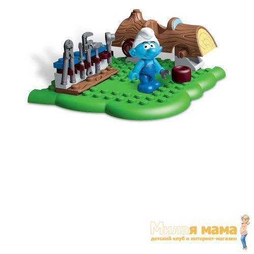 Mega Bloks 10736 Конструктор Смурфики Мини-набор "Гонщик"