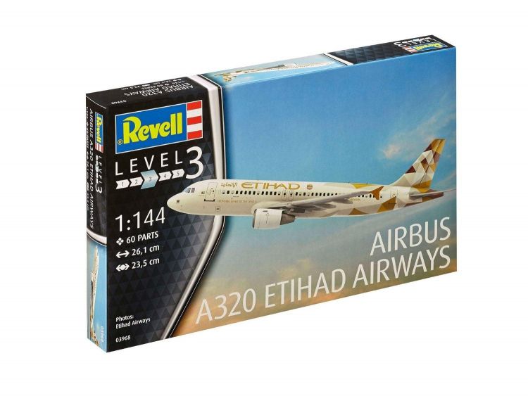 Revell 63968 Сборная модель Самолет Пассажирский Etihad Airways Airbus A320, 1:144