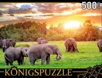 Konigspuzzle ГИК500-8296 Пазл Кенийские слоны, 500 элементов