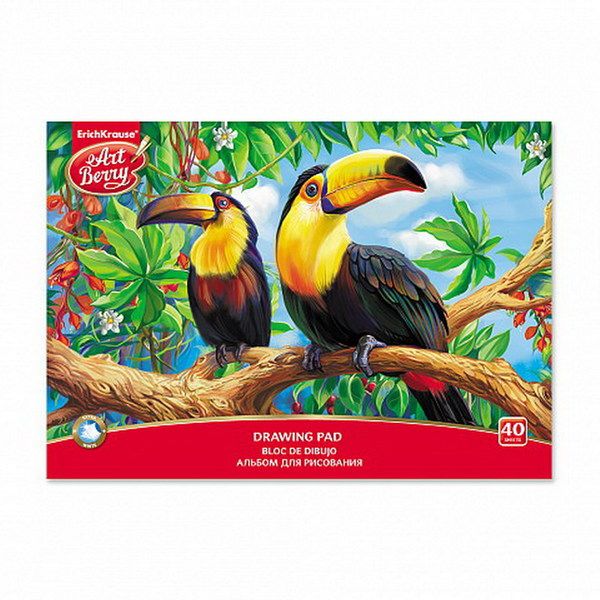ArtBerry 46917ЕК Альбом для рисования на клею ArtBerry Экзотические птицы, А4, 40 листов