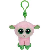 TY 36515 Beanie Boo's Брелок Овечка (розовая с зелеными копытцами), 12 см
