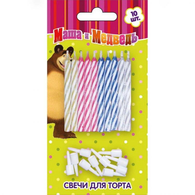 РОСМЭН 29747 Свечи для торта "Маша и Медведь", 10 штук