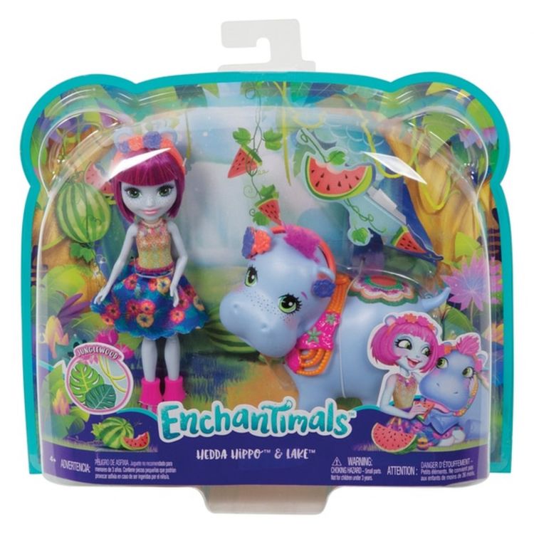 Mattel GFN56 Энчантималс Кукла Хедда Хиппо и ее большой друг Лэйк