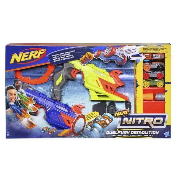 Hasbro C0817 Nerf Nitro Игровой набор с 2 пусковыми устройствами и машинками Дуалфьюри