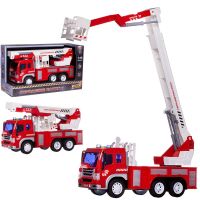 ABtoys (АБтойс) C-00492 Машинка Abtoys Спецтехника Пожарная машина с белой лестницей, инерционная, свет и звук 1:16