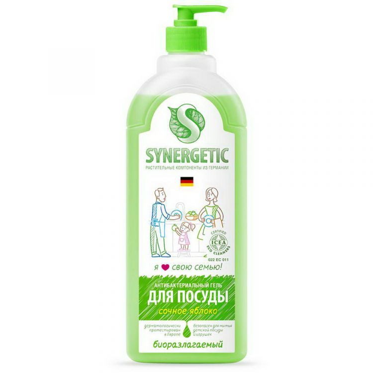 SYNERGETIC 103102 Гель для мытья посуды SYNERGETIC Яблоко 1л