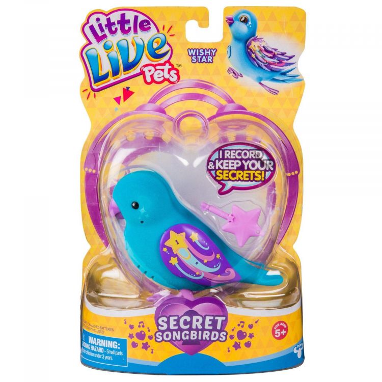 Little Live Pets S7 28397 Интерактивная птичка Wishy Star голубая с фиолетовым клювом