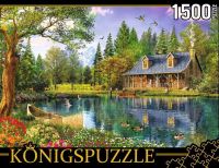 Konigspuzzle МГК1500-8491 Пазл Доминик Дэвисон Домик у озера, 1500 элементов