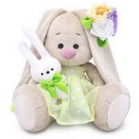 BUDI BASA SidX-293 Мягкая игрушка Зайка Ми с зайчиком и нарядным цветком, 15 см