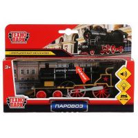 Технопарк SB-19-11WB Паровоз Технопарк металлический, инерционный, свет, звук 15см