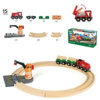 BRIO 33162 BRIO подар.наб.ж/д с подъемным краном и товарным поездом,15 дет.,кор.