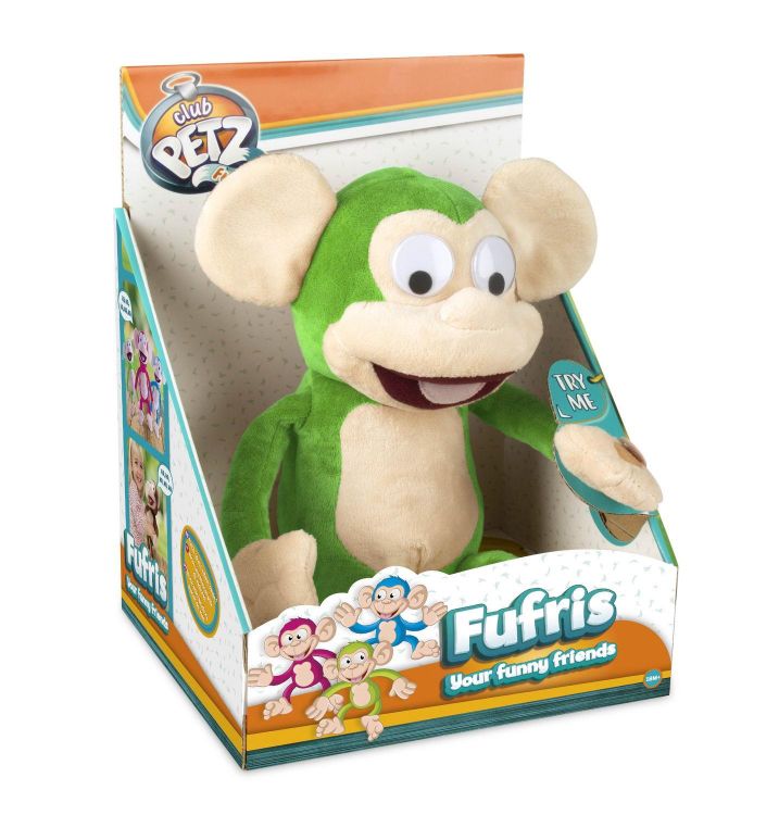IMC Toys 94161/зеленая Игрушка интерактивная IMC Toys Club Petz Funny Обезьянка Fufris интерактивная, смеётся и подпрыгивает, звуковые эффекты, мягконабивная, зеленая