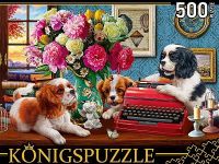Рыжий кот ФП500-8050 Пазлы Konigspuzzle Щенки в кабинете 500 элементов