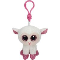 TY 36599 Beanie Boo's Брелок Овечка (белая с розовыми копытцами), 12 см