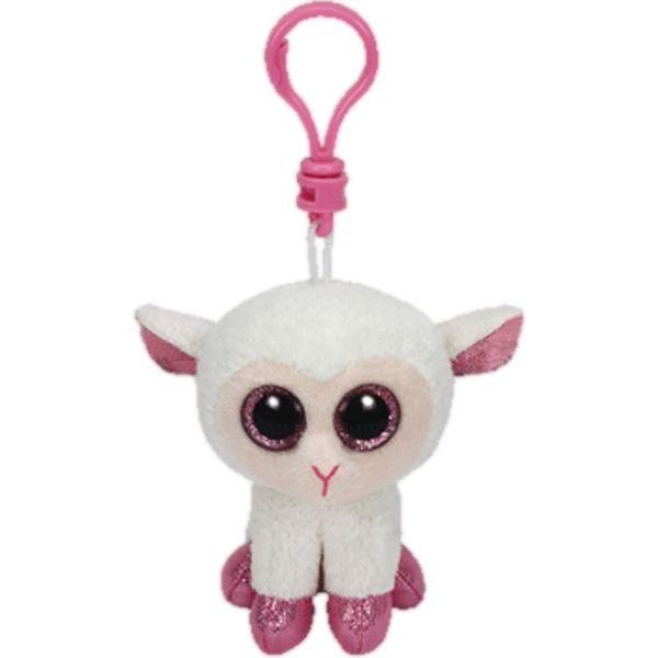 TY 36599 Beanie Boo's Брелок Овечка (белая с розовыми копытцами), 12 см