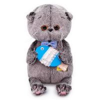 BUDI BASA BB-045 Мягкая игрушка Кот Басик BABY с рыбкой, 20 см