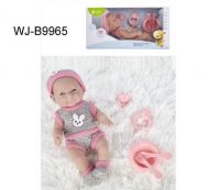 Junfa WJ-B9965 Пупс JUNFA Pure Baby 30см в серых кофточке, шортиках, шапочке и носочках, с аксессуарами