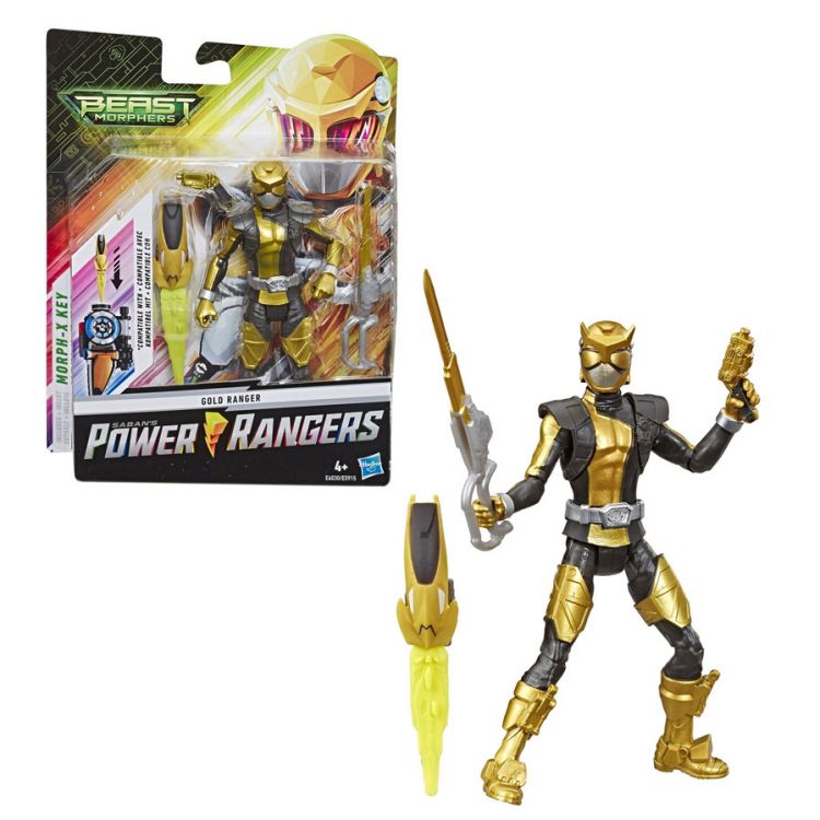 Hasbro E6030 Power Rangers Игрушка Золотой Рейнджер с боевым ключом, 15 см