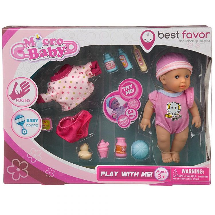 Junfa 2803/розовый Игровой набор Junfa Пупс Micro Baby, 15 см, розовый
