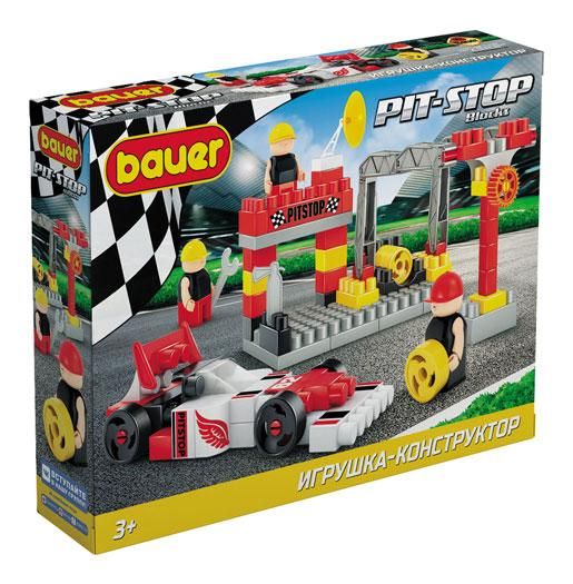 Bauer 820b Конструктор Bauer Pit Stop с гоночной машиной и шиномонтажом