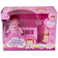ABtoys (АБтойс) PT-01433 Пупс Abtoys Мой малыш, 12 см, в наборе с кроваткой и аксессуарами