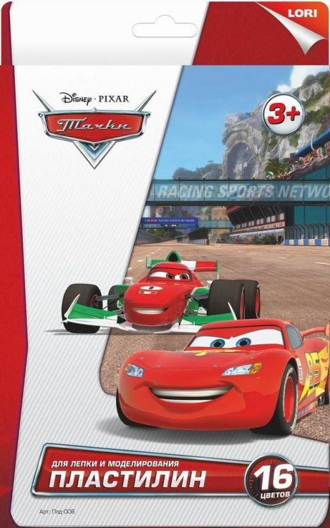 Cars. Пластилин Тачки, 16 цветов с европодвесом
