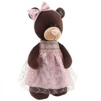 Orange Toys Мягкая игрушка Медведица Milk в платье с пайетками, 35 см