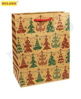 MILAND ПКП-8896 Пакет подарочный MILAND Разноцветные ёлочки из крафт-бумаги 18х23х10 см