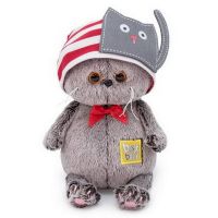 BUDI BASA BB-046 Мягкая игрушка Кот Басик BABY в шапочке с котиком, 20 см