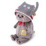 BUDI BASA BB-046 Мягкая игрушка Кот Басик BABY в шапочке с котиком, 20 см