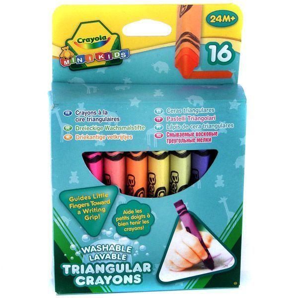 Crayola 52-016 Набор смываемых треугольных восковых мелков, 16 шт.
