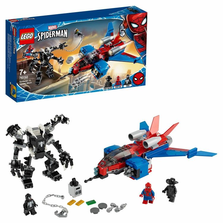 Lego Super Heroes 76150 Конструктор Лего Супер Герои Реактивный самолёт Человека-Паука против Робота Венома, 371 деталь