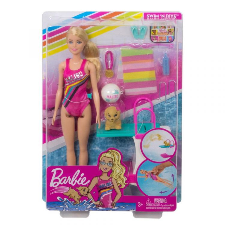 Mattel GHK23 Игровой набор Mattel Barbie Приключения Барби в доме мечты Чемпион по плаванию