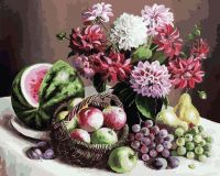 Белоснежка 172-AB Раскраски по номерам. Георгины и фрукты 40*50 см