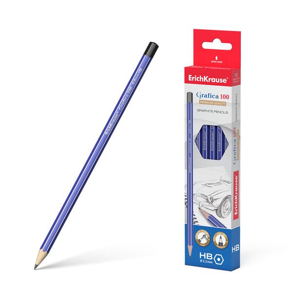 ErichKrause 45610ЕК Карандаш чернографитный шестигранный ErichKrause® Grafica 100 HB (в коробке по 12 шт.) ErichKrause 45610ЕК Карандаш чернографитный шестигранный ErichKrause® Grafica 100 HB (в коробке по 12 шт.)