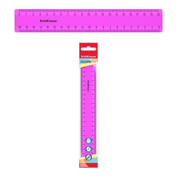 ErichKrause 50575 Линейка пластиковая Neon Solid, 20 см, розовая
