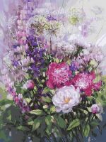 Раскраски по номерам на картоне. Пионы и люпины 30*40 см