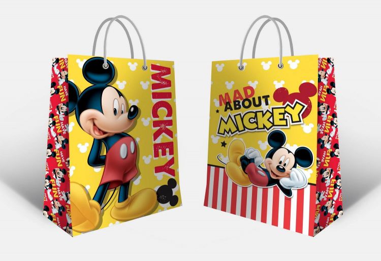 ND Play 298528 Пакет подарочный ND Play Mickey Mouse, желтый с паттерном, большой, 330*455*100 мм