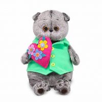 BUDI BASA Ks22-170 Мягкая игрушка BUDI BASA Кот Басик с сердцем в цветочек 22 см