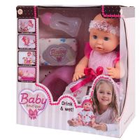 ABtoys (АБтойс) PT-01036/розовый Кукла ABtoys Baby boutique Пупс в розовом платье 30см, пьет и писает