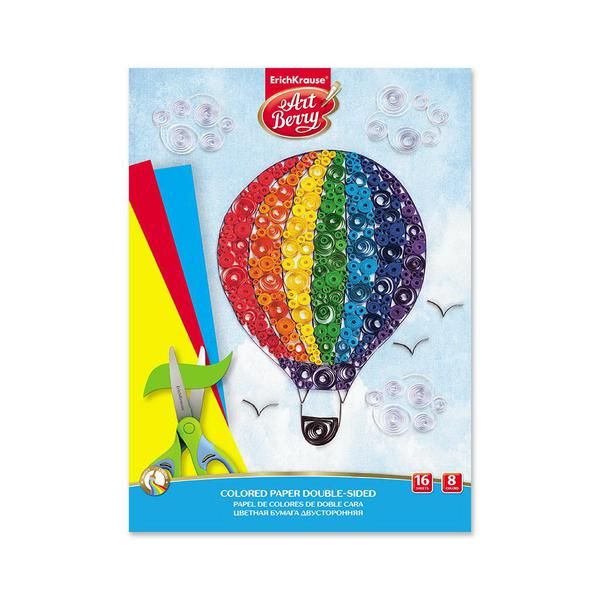 ErichKrause 50565 ArtBerry Бумага цветная двусторонняя в папке, А4, 16 листов, 8 цветов