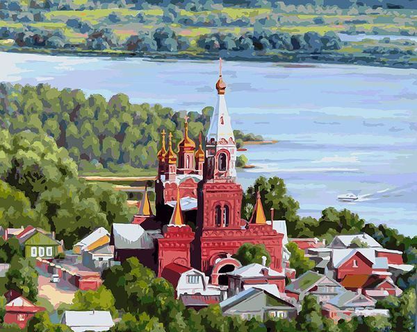 Раскраски по номерам. Храм над Самарой, 40*50 см