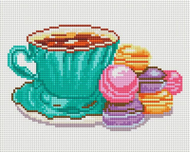 Белоснежка 576-ST-S Набор для творчества Белоснежка алмазная мозайка на раме Кофе и макаруны 20*25см