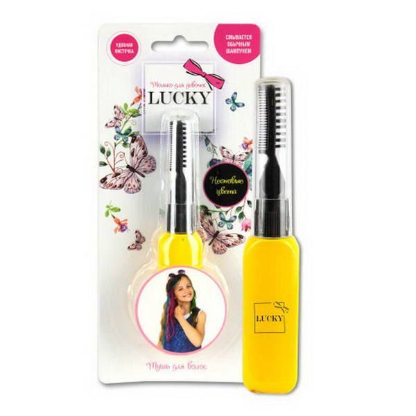 Lucky Т11934 Lukky тушь для волос, неоновые цвета: желтый, на блистере, объём 15 мл.