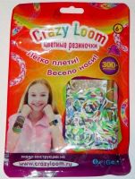 Crazy loom 01167 Цветные резиночки. Набор для плетения (300 резиночек, замочки, крючок), светлые разноцветные