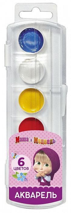РОСМЭН 34565 Акварель "Маша и Медведь", 6 цветов
