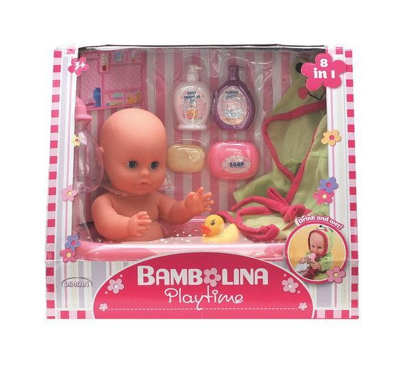 Dimian 1405 Пупс Bambolina (пьет и писает) с аксессуарами для купания, 33 см